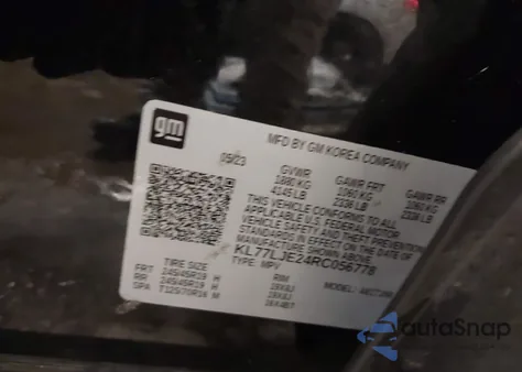 2024 Chevrolet Trax Fwd 2Rs from USA, damaged, VIN KL77LJE24RC056778